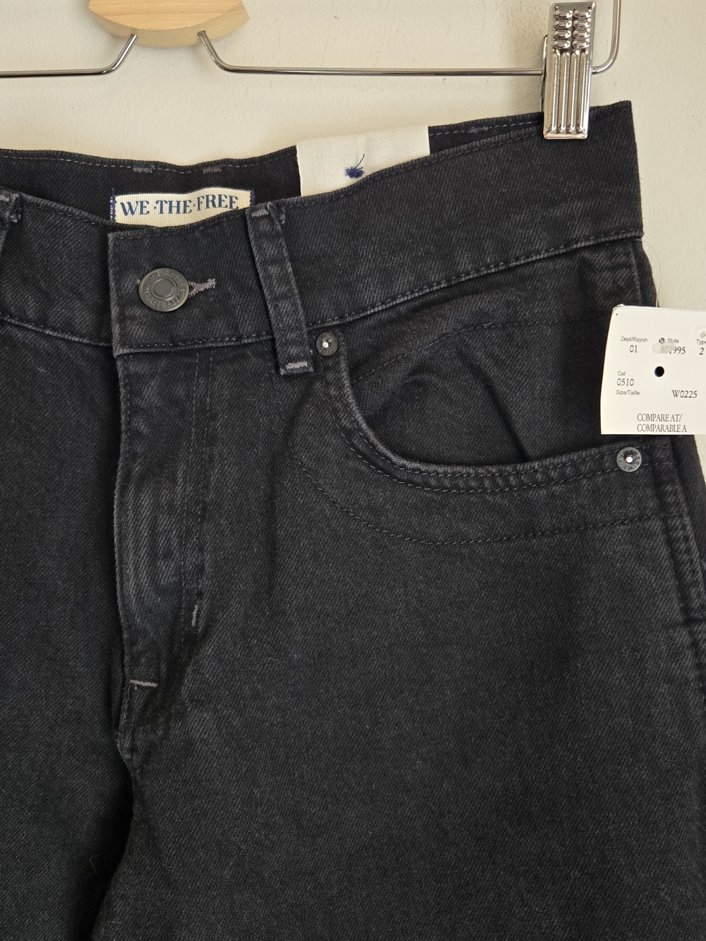 NWT We The Free Benji Black Wide-Leg Mid Rise Relaxed Jeans 27 - Picture 10 of 16